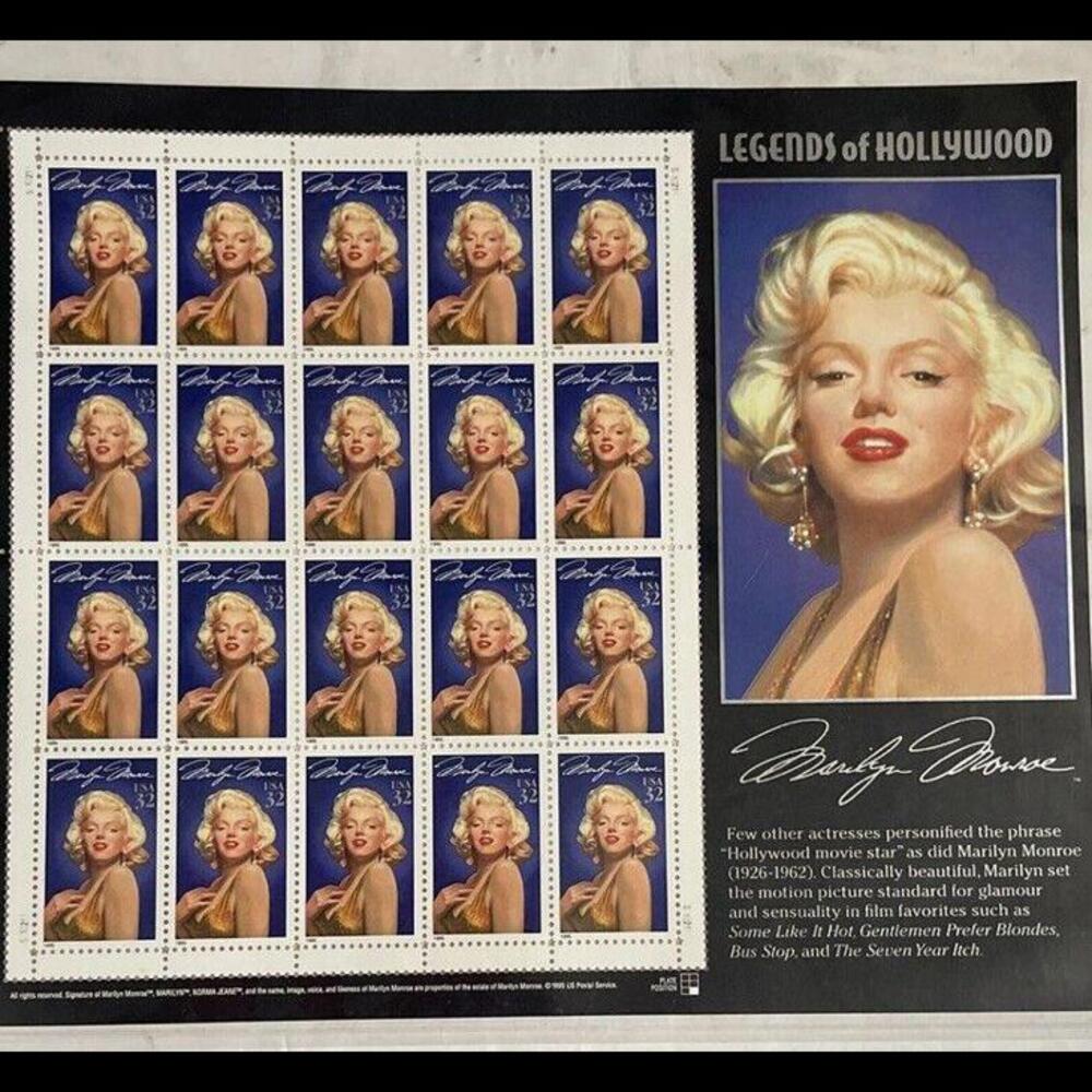 Vintage MARILYN  MONROE   32 CENT  SOUVENIR SHEET  20 Stamps FIRST DAY ISSUED